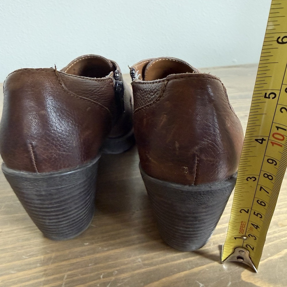 B.o.c Born Concept Womens 8/39 Brown Leather Buckle Ankle Boots Heels‎ Shoes - Picture 6 of 9